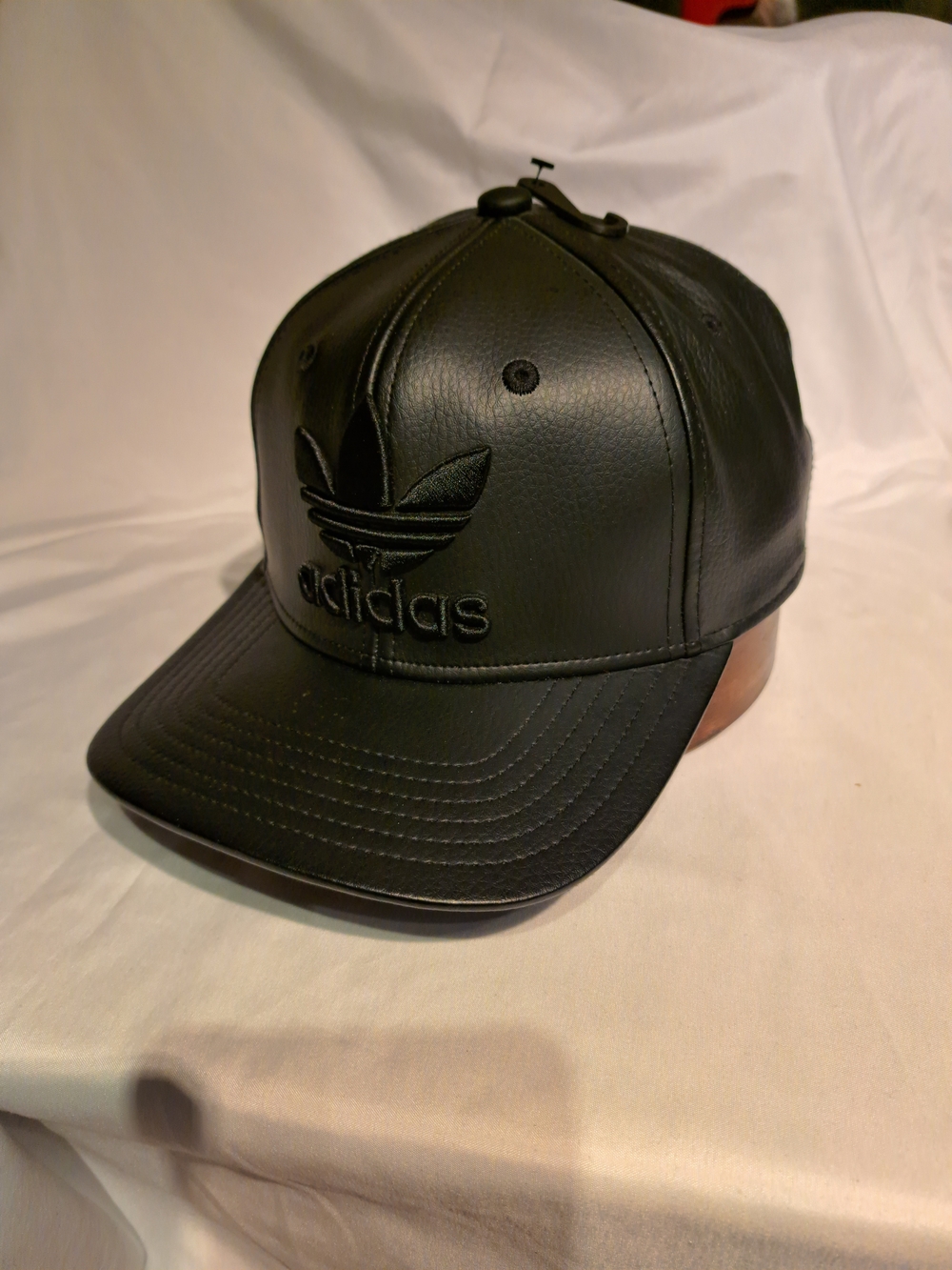 Adidas Black Leather Trefoil Cap